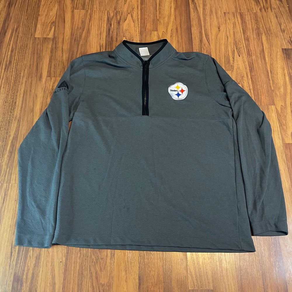 Nike Pittsburgh Steelers Quarter Zip Pullover Mens XL Gray Acrisure Logo NFL